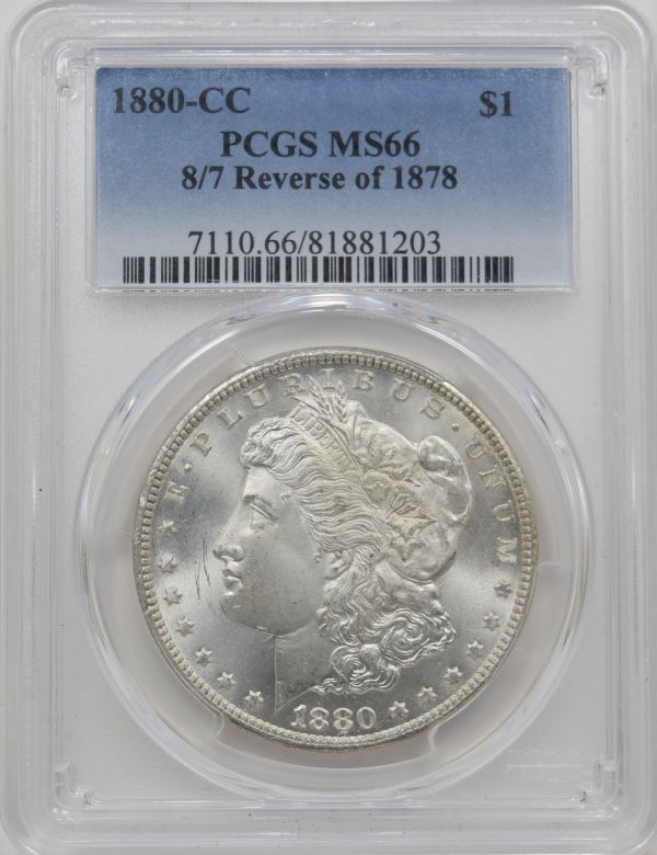 1880-CC PCGS MS66 8/7 Reverse 1878 Morgan Dollar