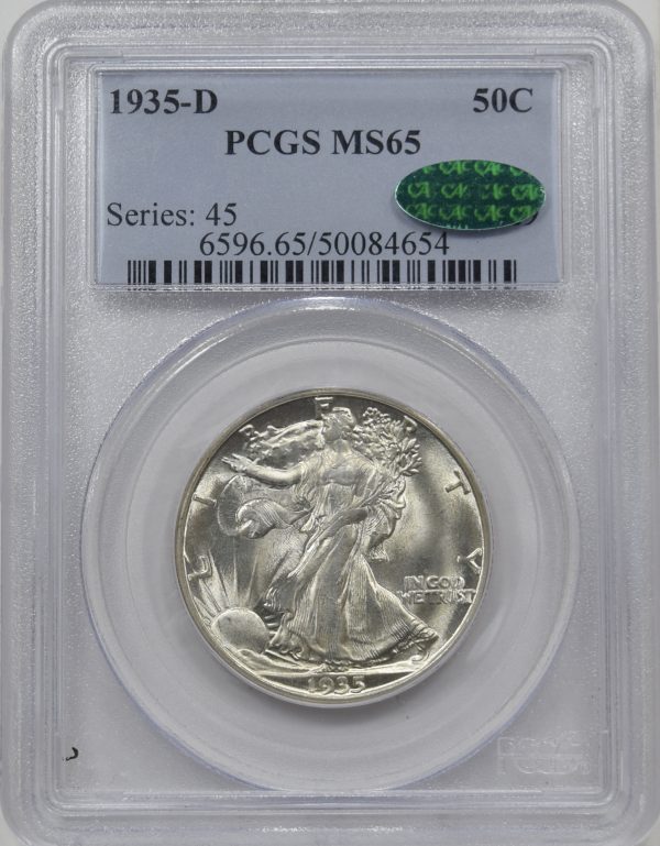 1935-D PCGS MS65 CAC WALKING LIBERTY HALF DOLLAR