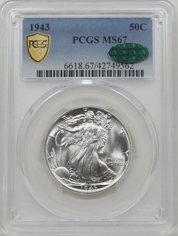 1943 PCGS MS67 CAC WALKING LIBERTY HALF DOLLAR