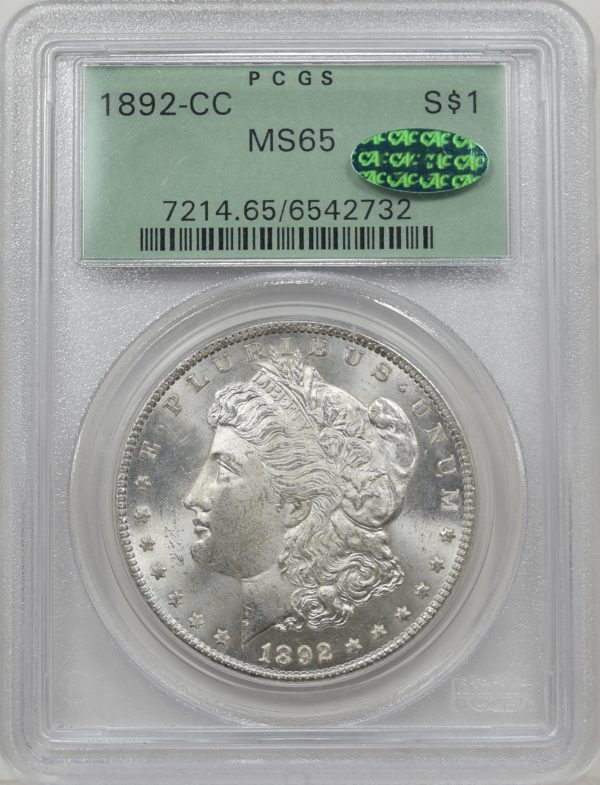 1892-CC PCGS MS65 CAC Morgan Dollar OGH!